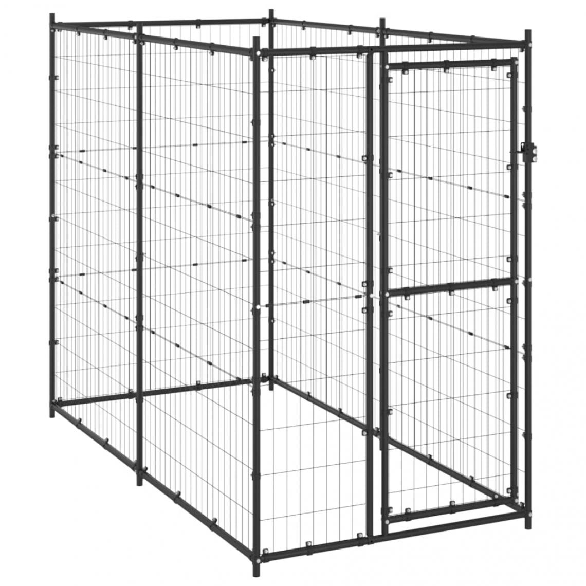 Helloshop26 - Chenil extérieur cage enclos parc animaux chien d'extérieur pour chiens acier 110 x 220 x 180 cm 02_0000361 - Clôture pour chien
