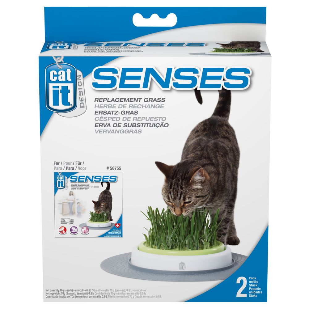 Cat It - Cat It - Herbe de Rechange pour Kit de Jardin Senses - x2 - Gamelle pour chat