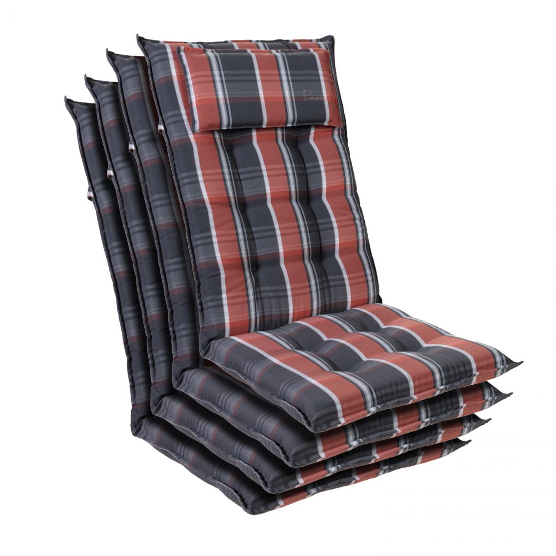 Blumfeldt - Sylt coussin de fauteuil appuie-tête pour dossier haut Polyester 50x120x9cm - Noir Rouge - Coussins, galettes de jardin