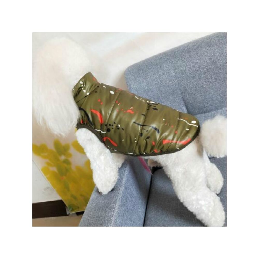 Wewoo - Manteau en coton imprimé pour chien Splash Ink Warm Clothestaille S vert armée - Vêtement pour chien