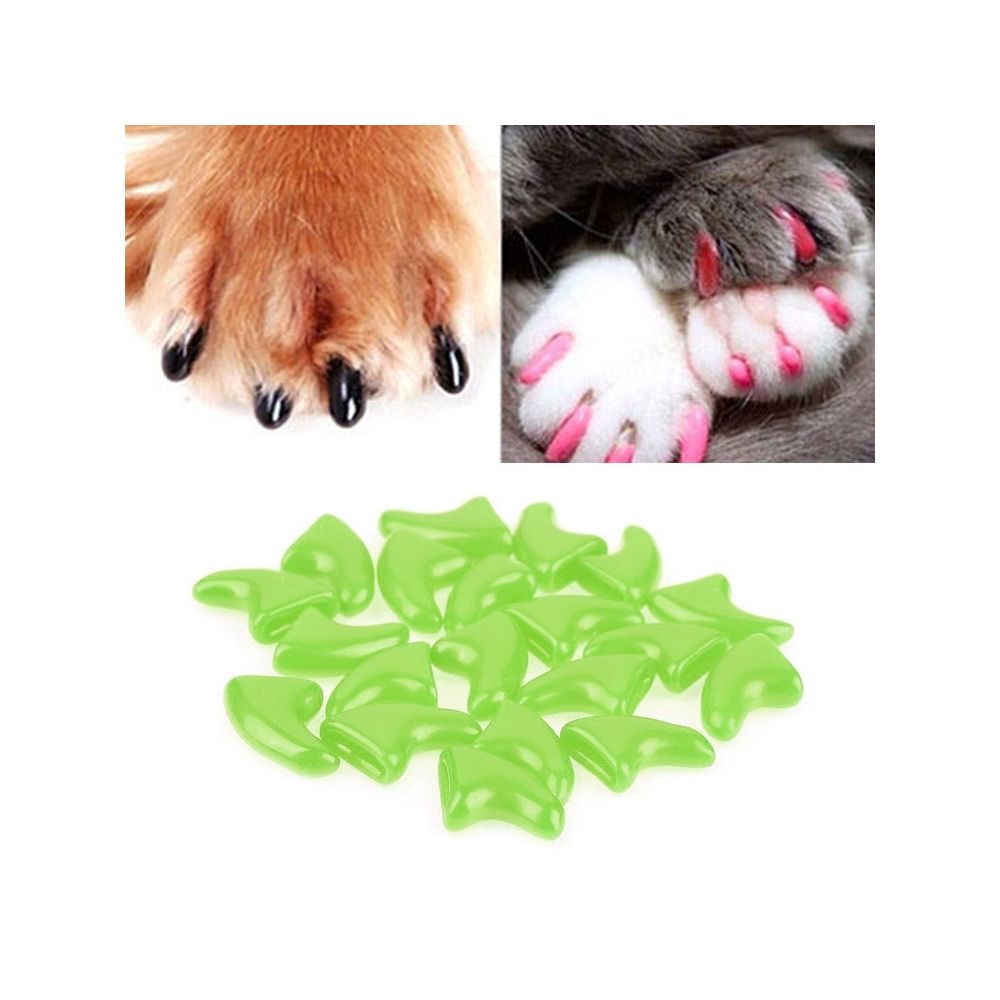 Wewoo - 20 PCS Silicone Soft Cat Nail Caps / Griffe de patte de chat / Protecteur d'ongle pour animal de compagnie / Cache-ongle de chatTaille XS Vert - Hygiène et soin pour chat
