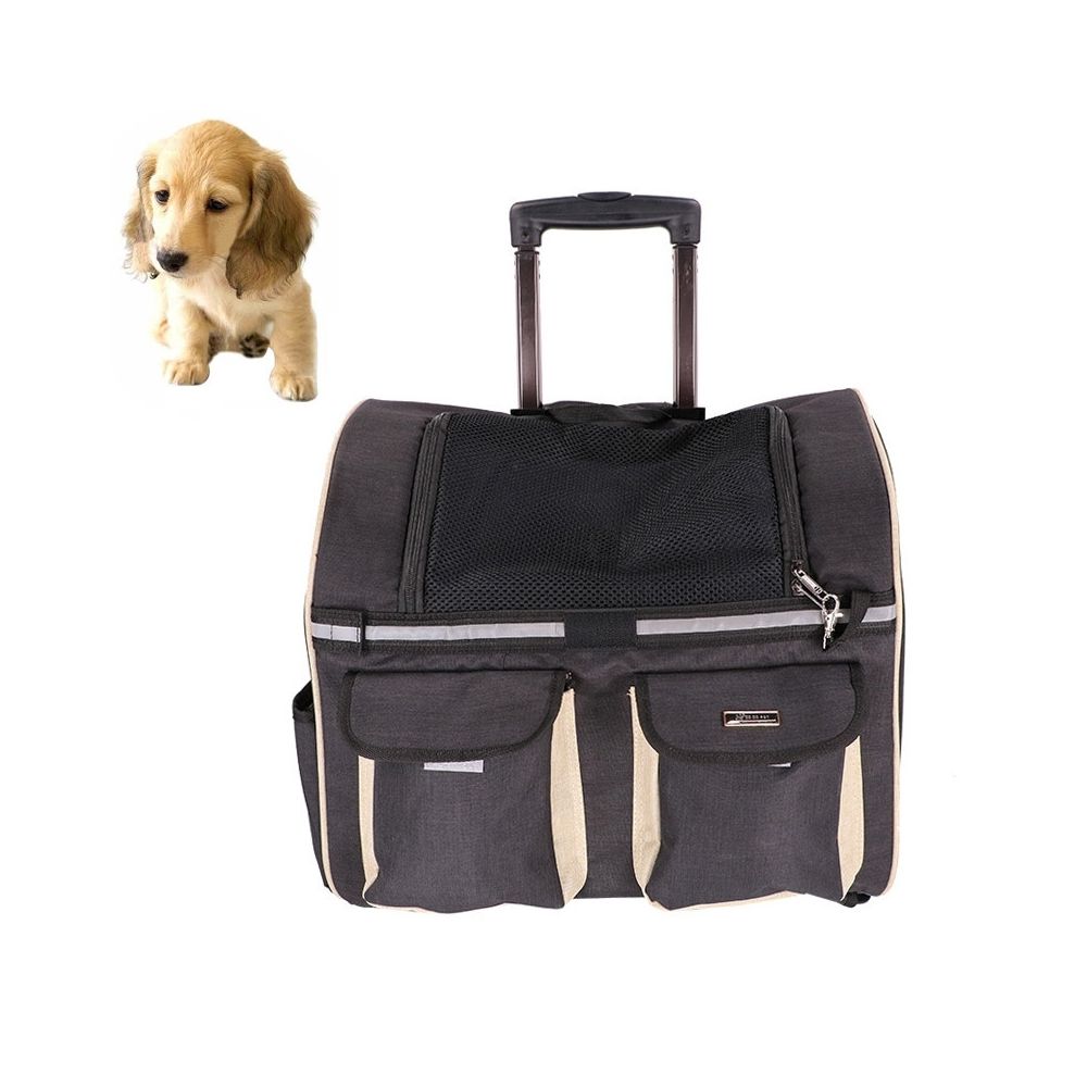 Wewoo - DODOPET Multi-fonction Outdoor Portable Deux Roues Cat Dog Pet Carrier Bag Sac à dos Draw Box Noir - Equipement de transport pour chat