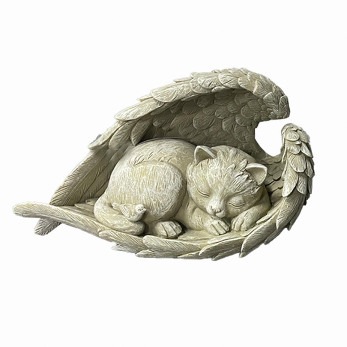 marque generique - Craft Memorial Statue Réaliste Animal Ange Sculpture Figurine Cadeau Chat - Petite déco d'exterieur