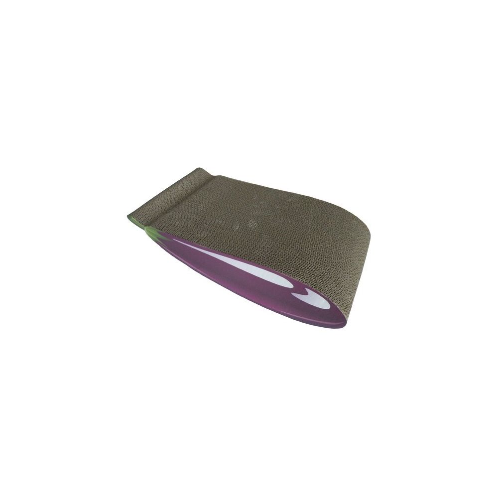 Aime - AIME Griffoir Carton - Planche a gratter 100% recyclé, en forme d'aubergine - 40 x 22 x 9 cm - Pour Chat - Jouet pour chat