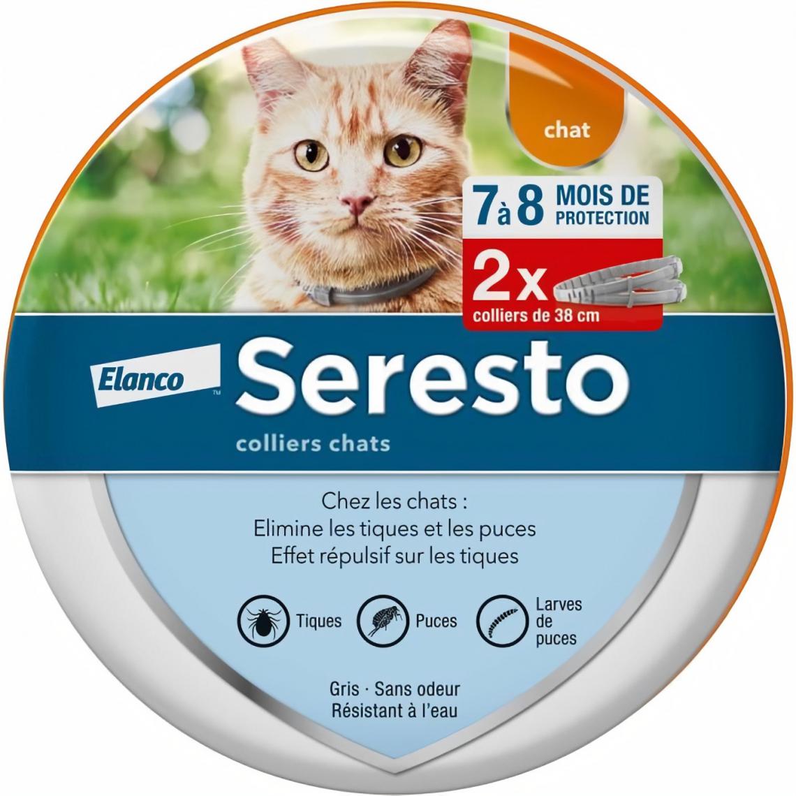 Seresto - Seresto Chat – Collier Anti-Puces et Anti-Tiques pour Chats – 2 Colliers - Anti-parasitaire pour chien