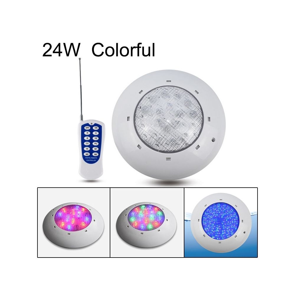 Wewoo - Lampe sous-marine de piscine en plastique ABS 24W lumière coloré + télécommande - Lampadaire
