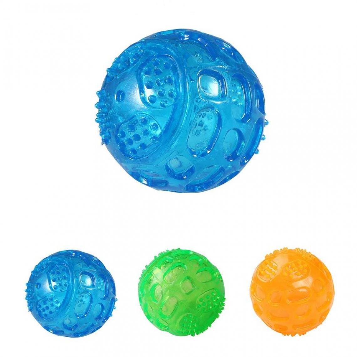Justgreenbox - Durable Squeak Ball Dog Toy Balls Funny Dog Toys pour Chiens Chiots Dentition À Mâcher, Bleu, M - Jouet pour chien