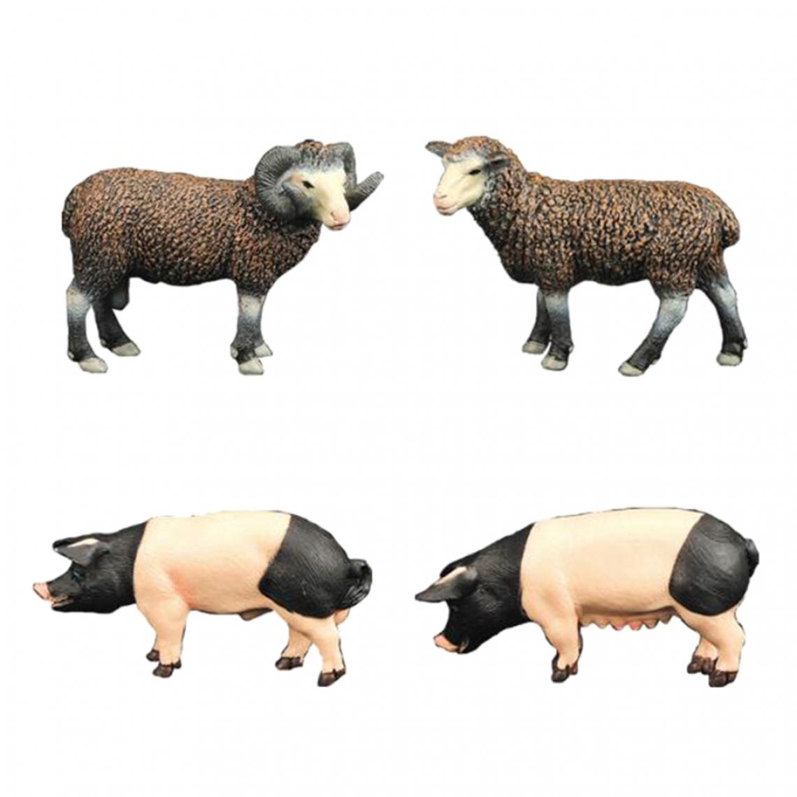 marque generique - 4 pcs Modèle de Cochon et Mouton Animaux Réalistes Figurine Cadeau de Jouet pour les Enfants - Jouet pour chien
