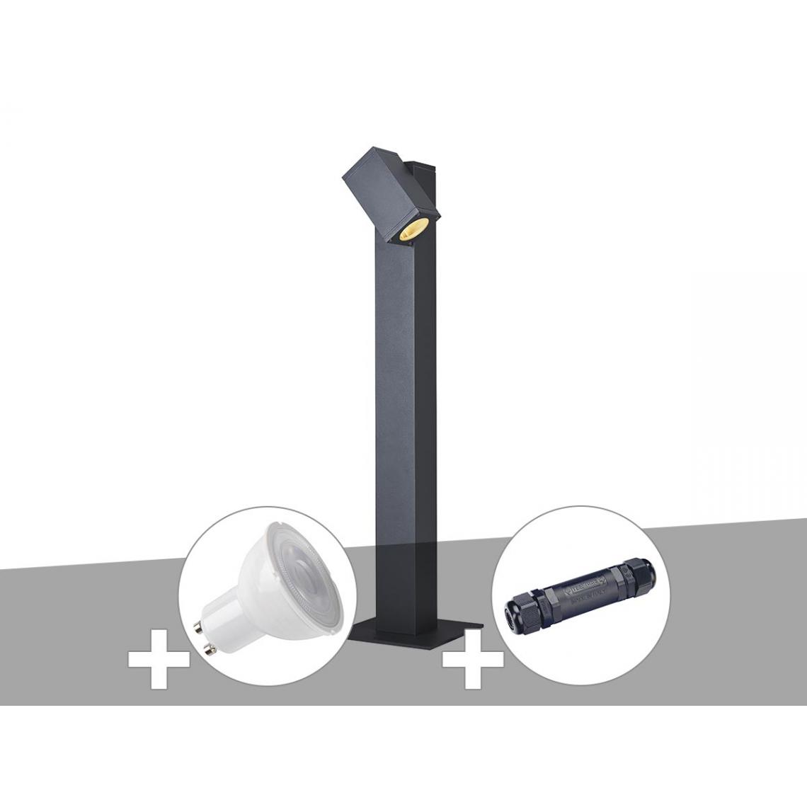 Slv - Borne extérieure simple anthracite THEO PATHLIGHT avec ampoule LED et boîte de connexion - Lampadaire