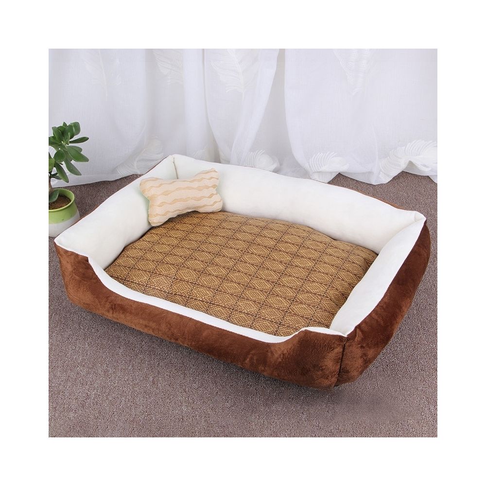 Wewoo - Panier pour chien Coussin tapis de chat pour avec motif rotin Taille: XS, 50 × 40 × 15 cm (brun blanc) - Corbeille pour chien
