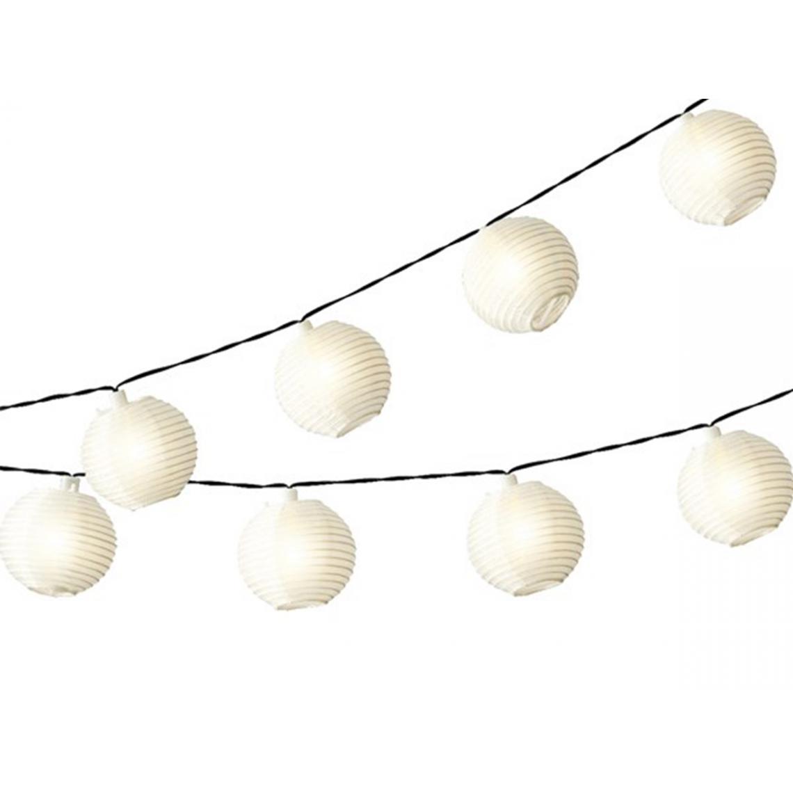 Lumineo - Guirlande lumineuse solaire 10 lampions blancs chaud - Eclairage solaire