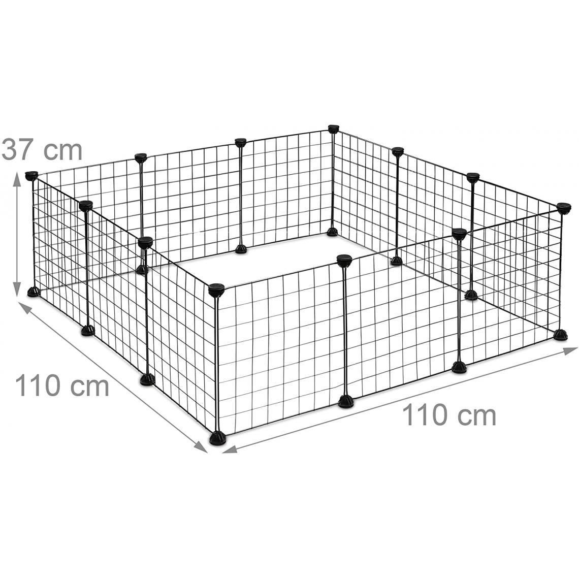 Helloshop26 - Enclos pour petits animaux domestiques parc extensible cage grille clapier grillage pack de 12 noir 13_0000964_2 - Cage pour rongeur