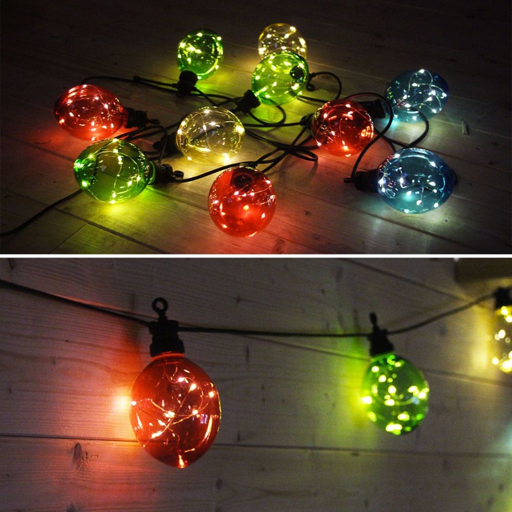 Alice'S Garden - Morphée - Guirlande lumineuse guinguette extérieure de Noël avec 10 boules lumineuses, fonction timer - Eclairage solaire