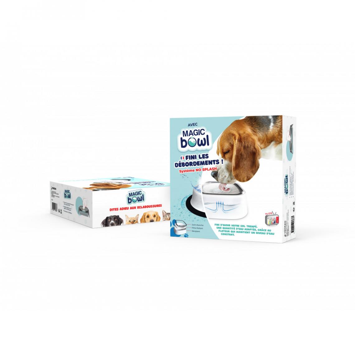 Venteo - Gamelle pour animaux - MAGIC BOWL™ - pour chiens et chats – Blanc - Adulte - Anti débordement 1.5L - Gamelle pour chat