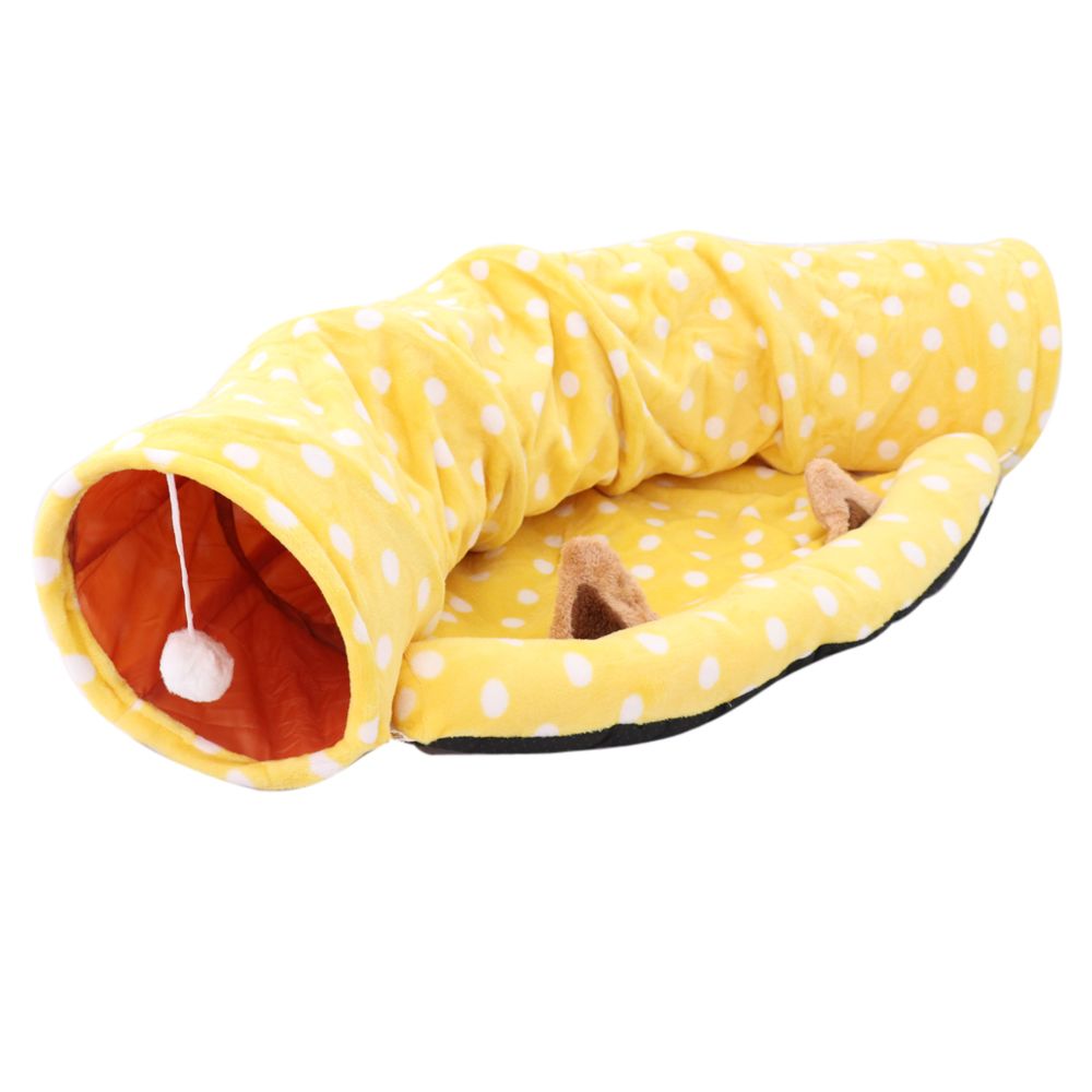 marque generique - pliable chat tunnel lit-chaton intérieur jouant drôle jouet suspendu peluche boule jaune - Jouet pour chat