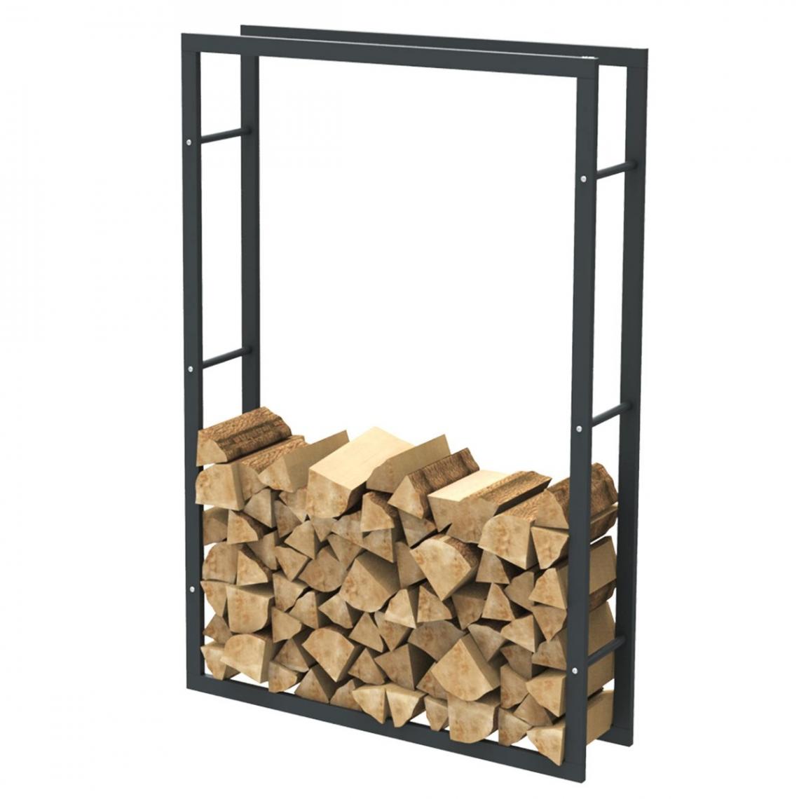 Bcelec - HHWPF0026 Rangement à bois en acier noir 150*100*25CM, rack pour bois de chauffage, range-bûches - Abris de jardin en bois