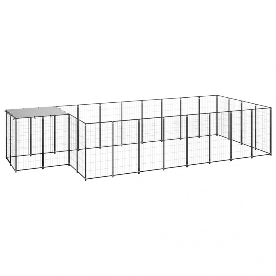 Helloshop26 - Chenil extérieur cage enclos parc animaux chien 10,89 m² 110 cm acier noir 02_0000486 - Clôture pour chien