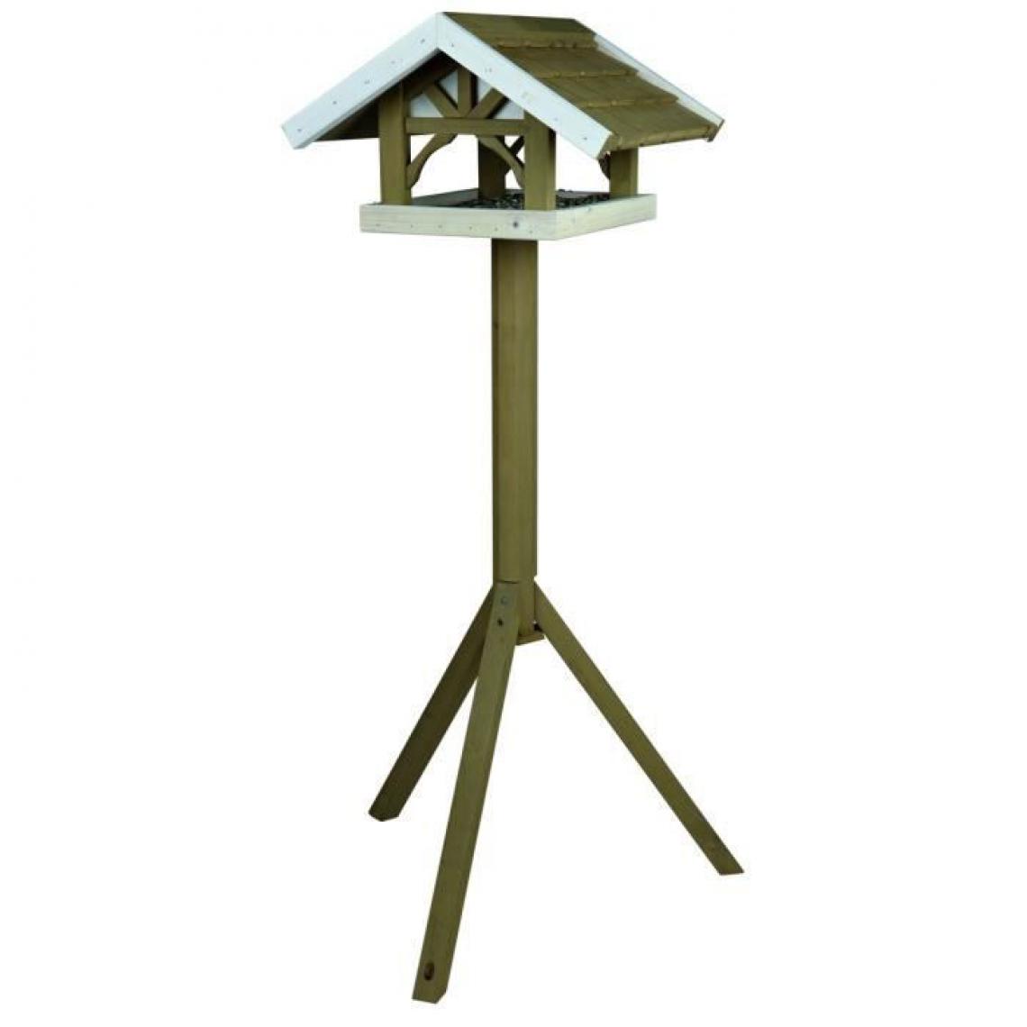 Icaverne - NICHOIR - NID NATURA Mangeoire oiseaux avec pied 45 × 28 × 44 cm/1,25 m gris blanc - Nichoir pour oiseaux du ciel