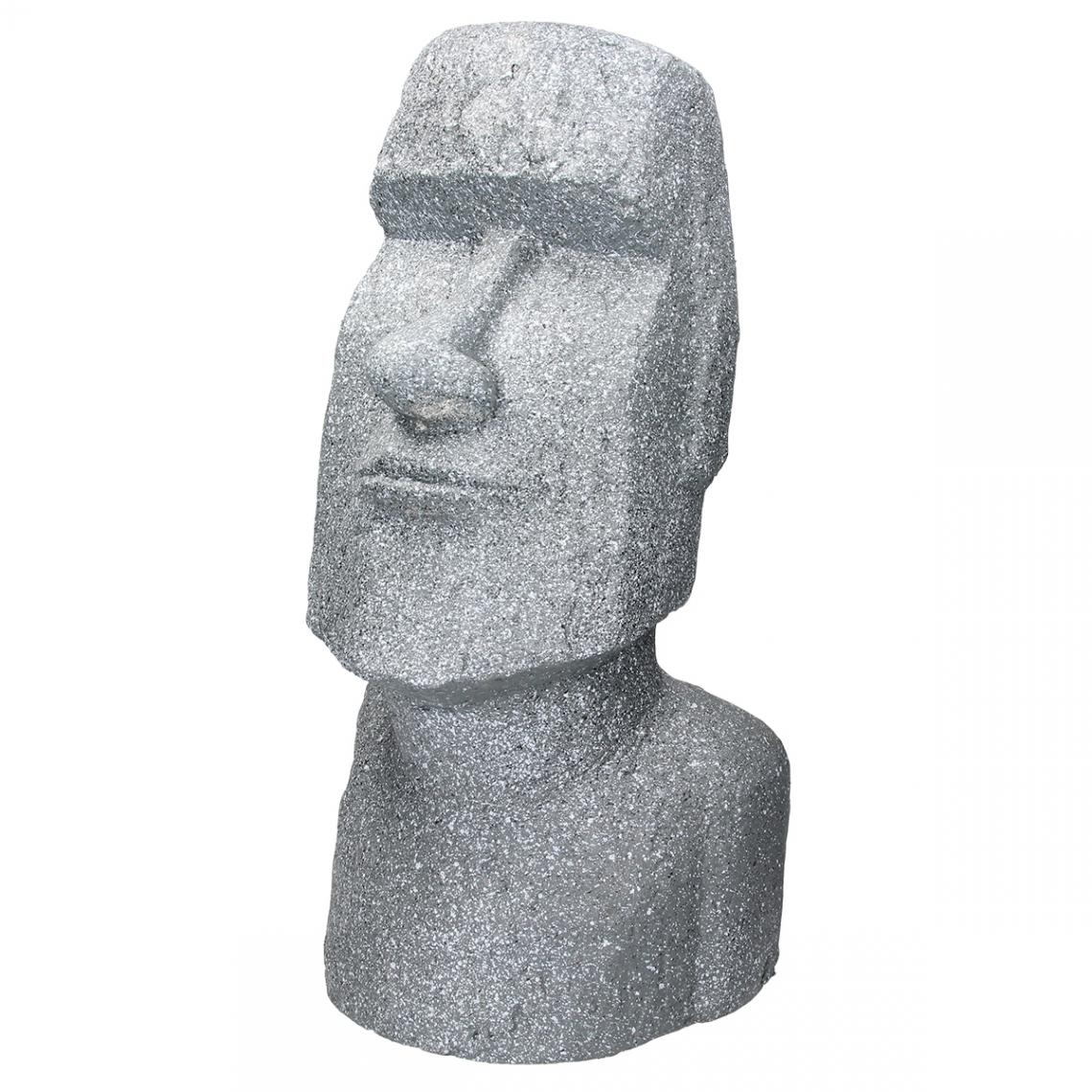 Ecd Germany - Statue Île de Pâques Moai Rapa Nui figure déco sculpture jardin tête 56 cm gris - Petite déco d'exterieur