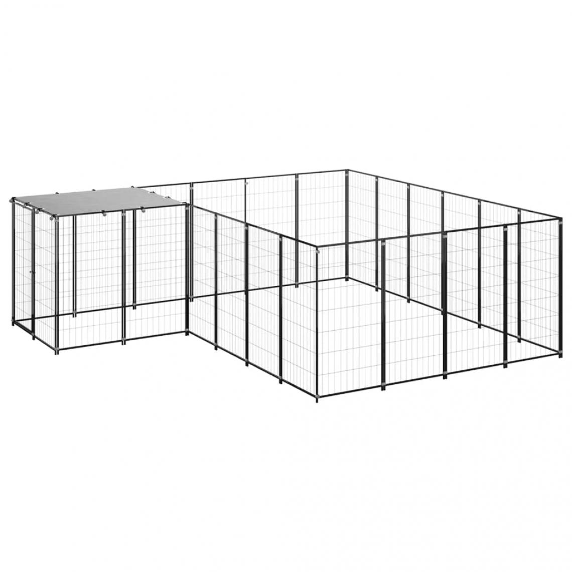 Helloshop26 - Chenil extérieur cage enclos parc animaux chien 8,47 m² 110 cm acier noir 02_0000559 - Clôture pour chien