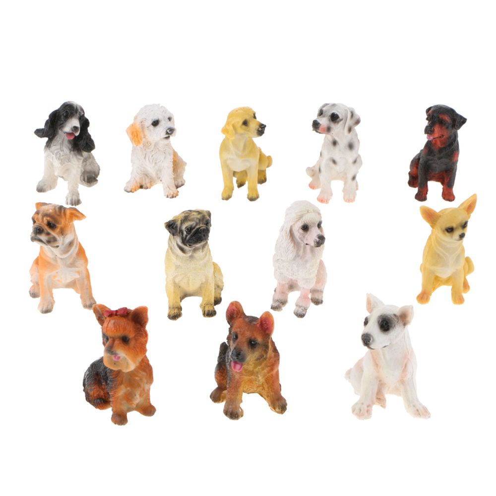 marque generique - 12 x figurines de chien mini résine artisanat statues animales décoration cadeau créatif - Petite déco d'exterieur