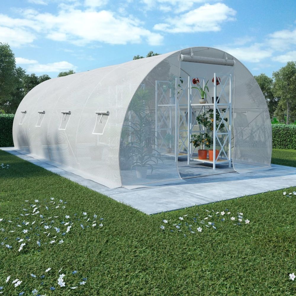 marque generique - Moderne Jardinage serie Sucre Serre avec fondation en acier 18 m² 600 x 300 x 200 cm - Serres en verre