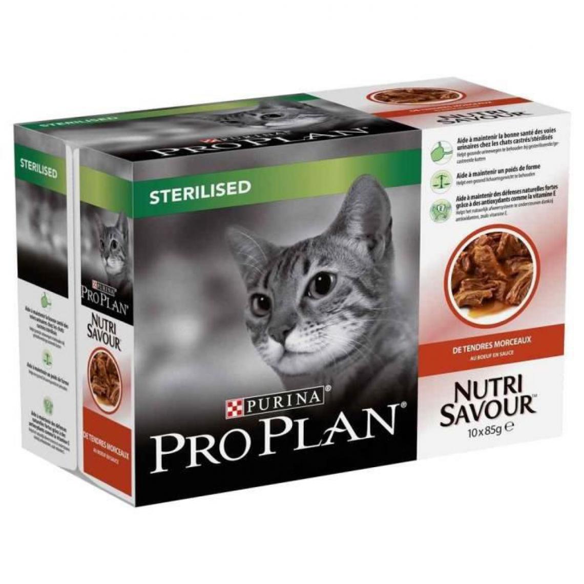 Pro plan - PRO PLAN Multipack patée au boeuf - Pour chat stérilisé - 10 x 85 g - Alimentation humide pour chat