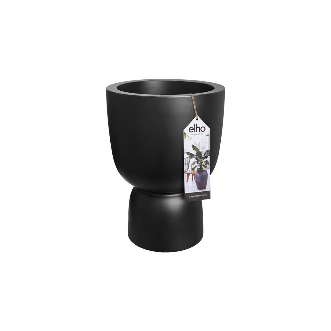 Elho - Pot de fleurs rond en plastique extérieur/intérieur Ø 35 cm Elho Pure Coupe noir - Poterie, bac à fleurs