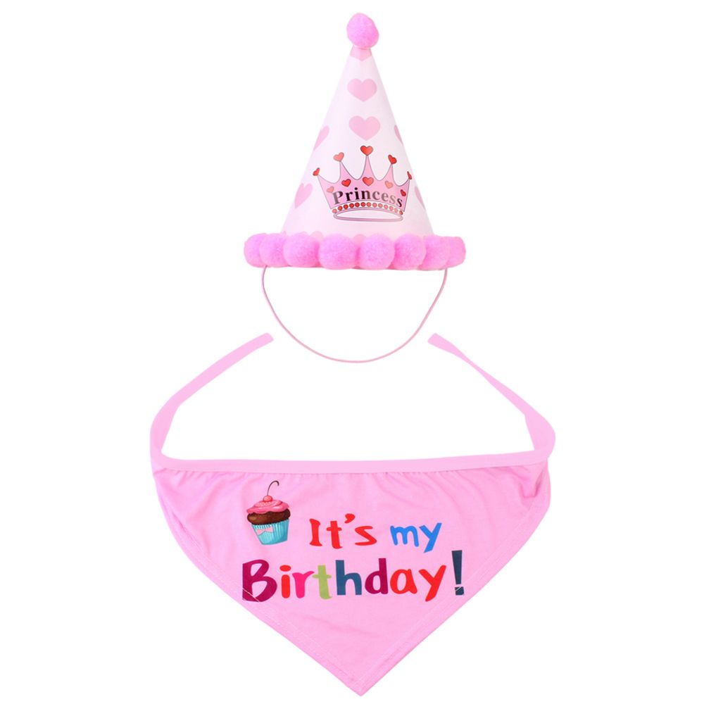 marque generique - Chapeau de fête d'anniversaire de chien de compagnie de compagnie belle écharpe chapeau joyeux anniversaire ensemble rose - Vêtement pour chien