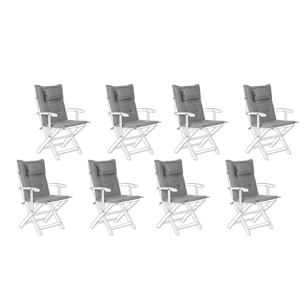 Beliani - Beliani Set de 8 coussins en tissu gris pour chaises de jardin MAUI - Graphite - Coussins, galettes de jardin