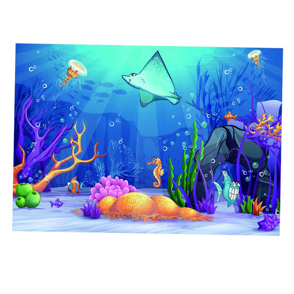 marque generique - Affiche de fond d'aquarium en PVC Fish Tank Undersea Coral u0026 Fish Backdrop S - Décoration aquarium