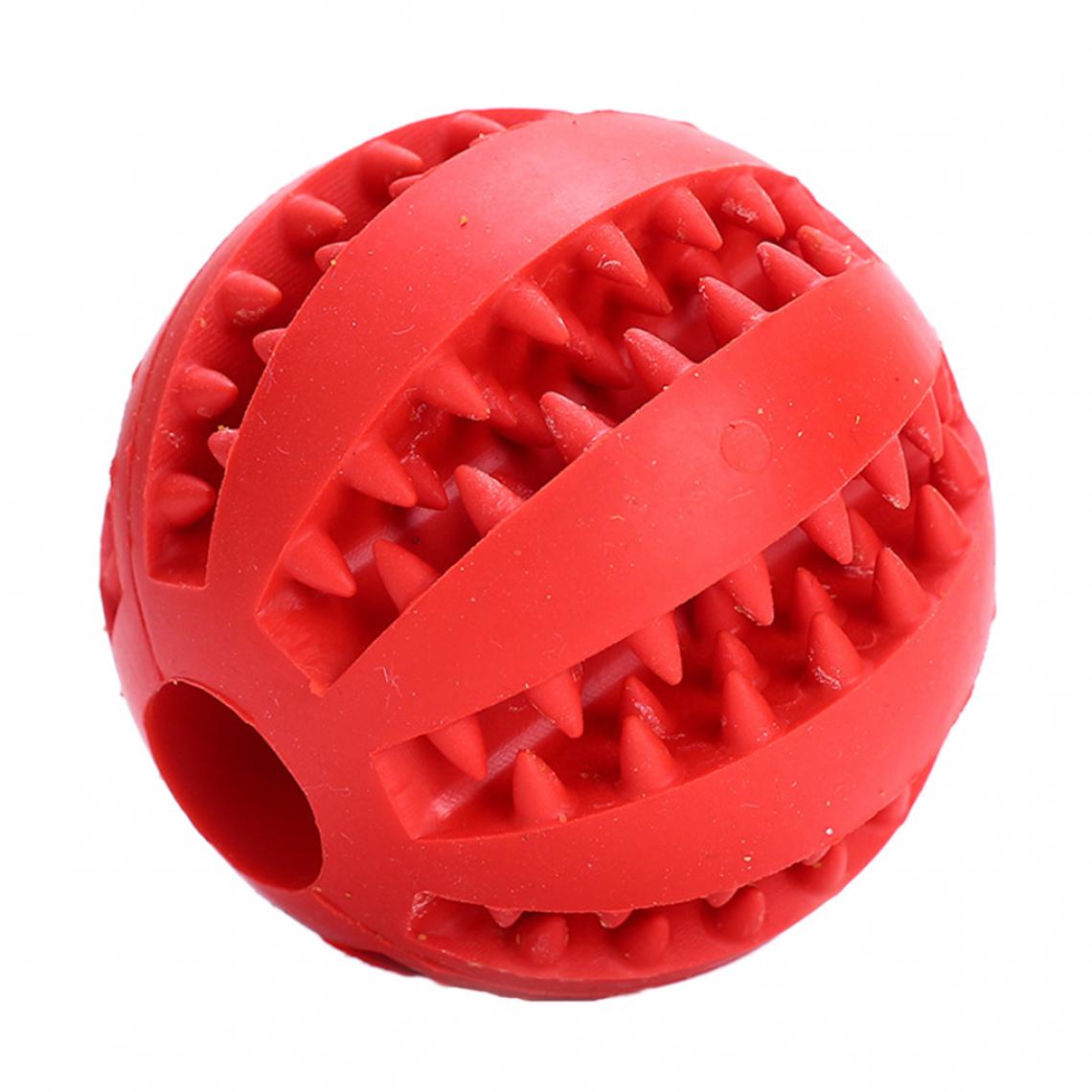marque generique - 7cm en caoutchouc balle mâcher traiter nettoyage chien formation dents jouet rouge - Jouet pour chien