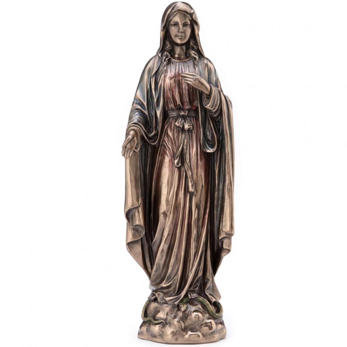 Phoenix - Statuette Vierge Marie en résine aspect Bronze - Petite déco d'exterieur