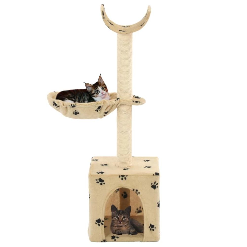 Vidaxl - vidaXL Arbre à chat et griffoirs en sisal 105 cm Beige Motif de pattes - Arbre à chat