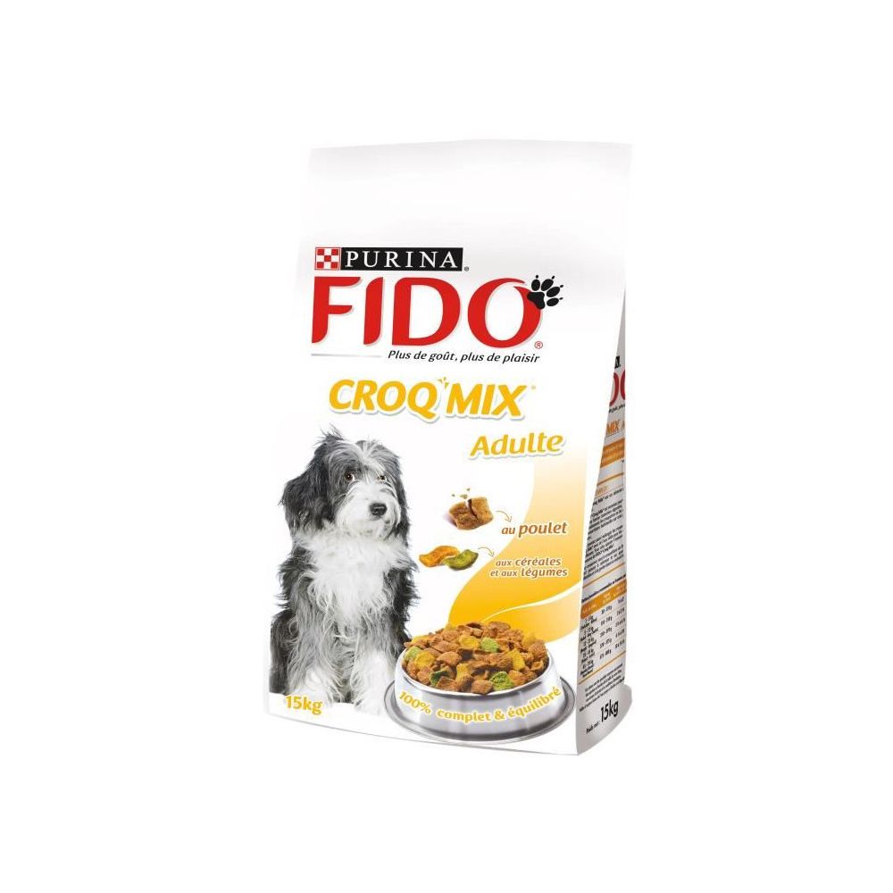 Fido - FIDO CROQ MIX Poulet, Céréales et Légumes - 15 KG (x1) - Pour chat adulte - Croquettes pour chien