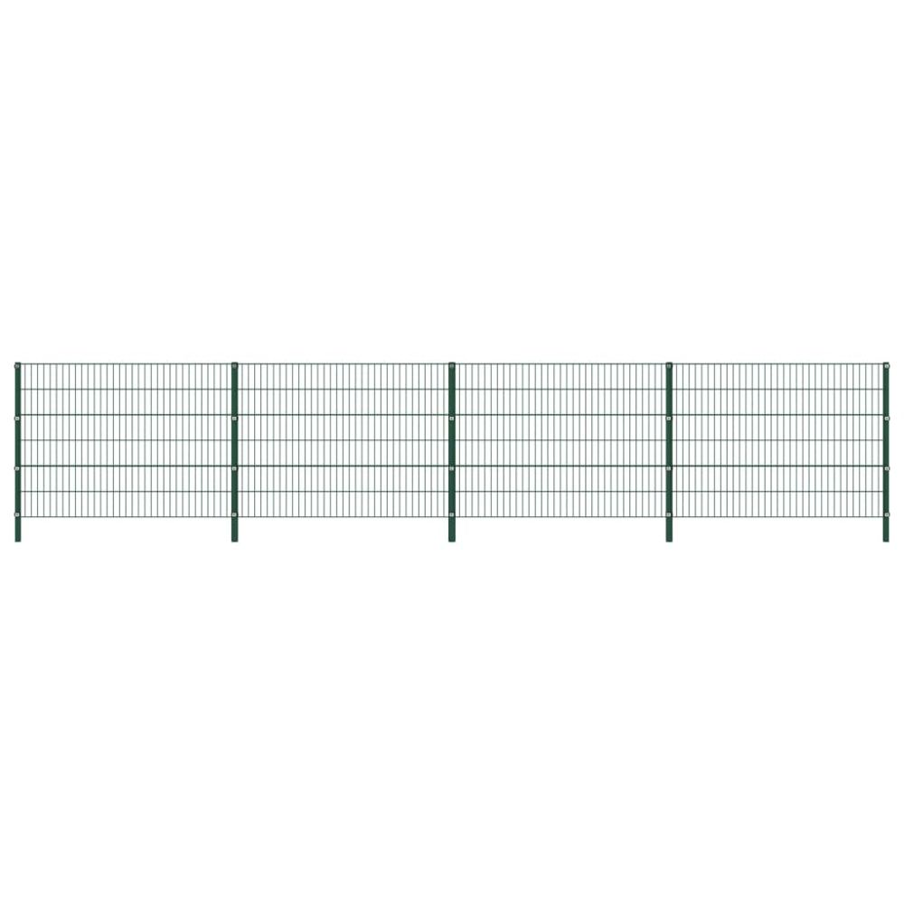 Vidaxl - vidaXL Panneau de clôture avec poteaux Fer 6,8 x 1,2 m Vert - Clôture en fer