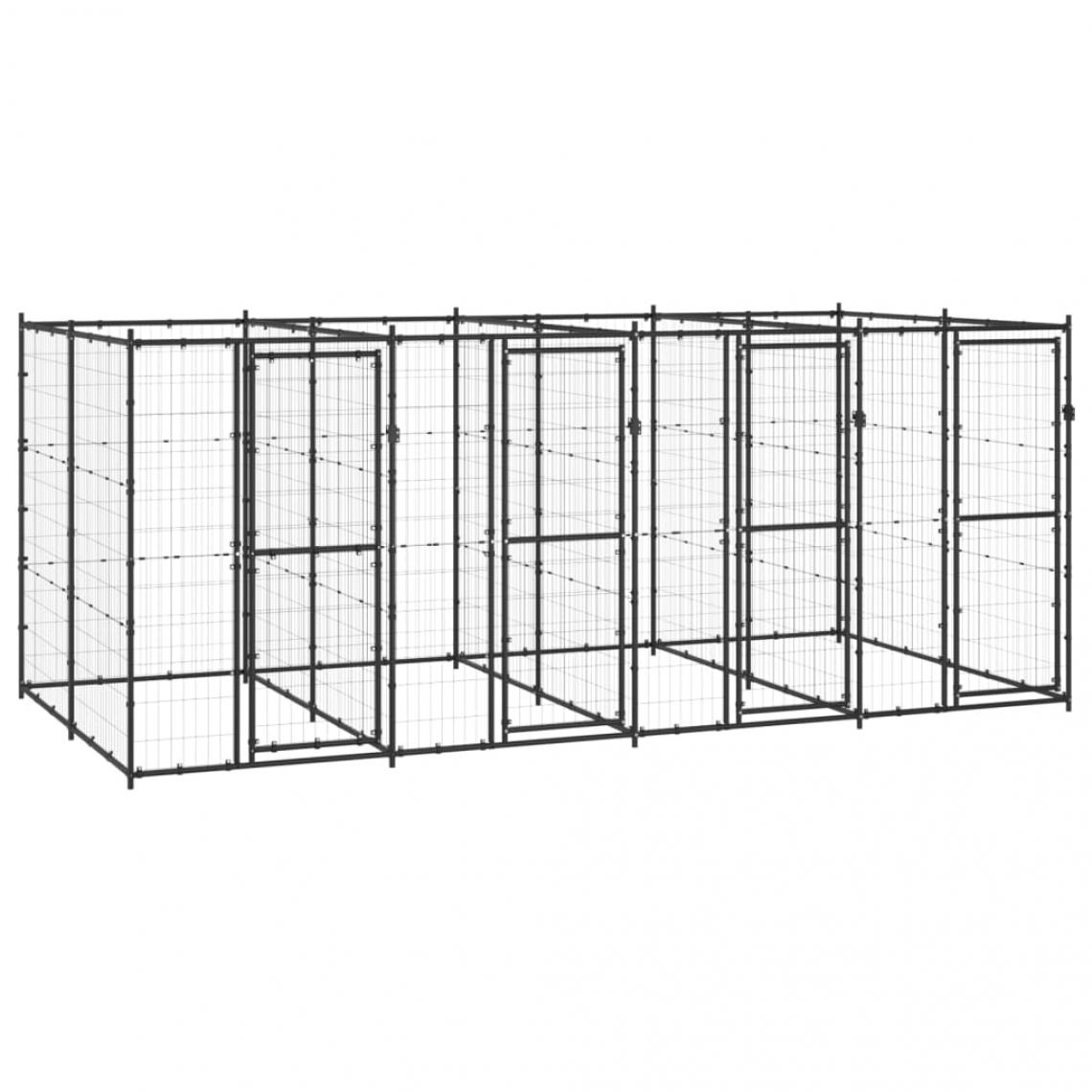 Helloshop26 - Chenil extérieur cage enclos parc animaux chien extérieur acier 9,68 m² 02_0000388 - Clôture pour chien