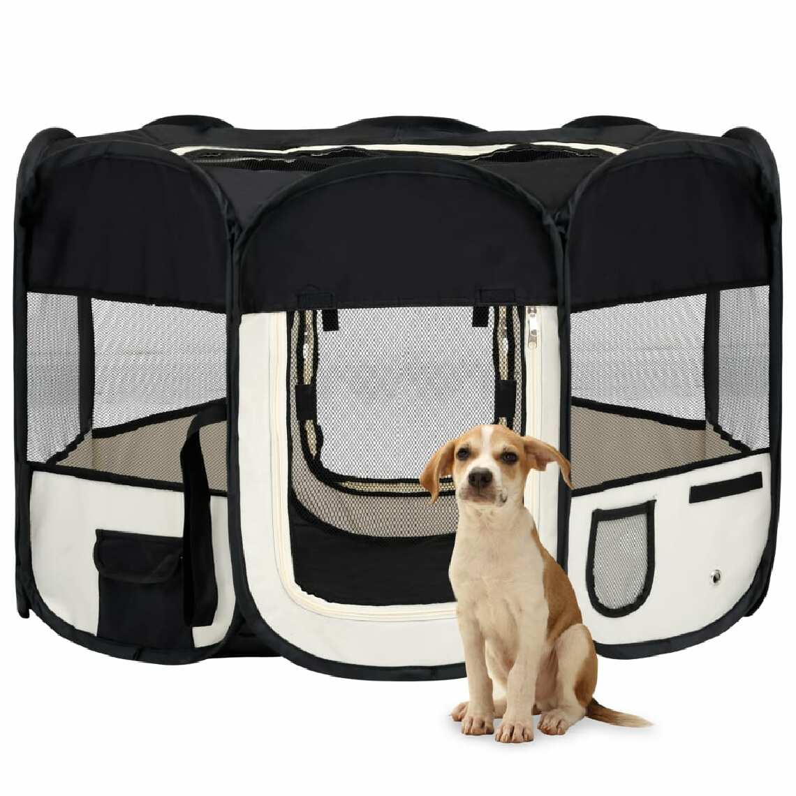 Vidaxl - vidaXL Parc pliable pour chien avec sac de transport Noir 110x110x58cm - Niche pour chien