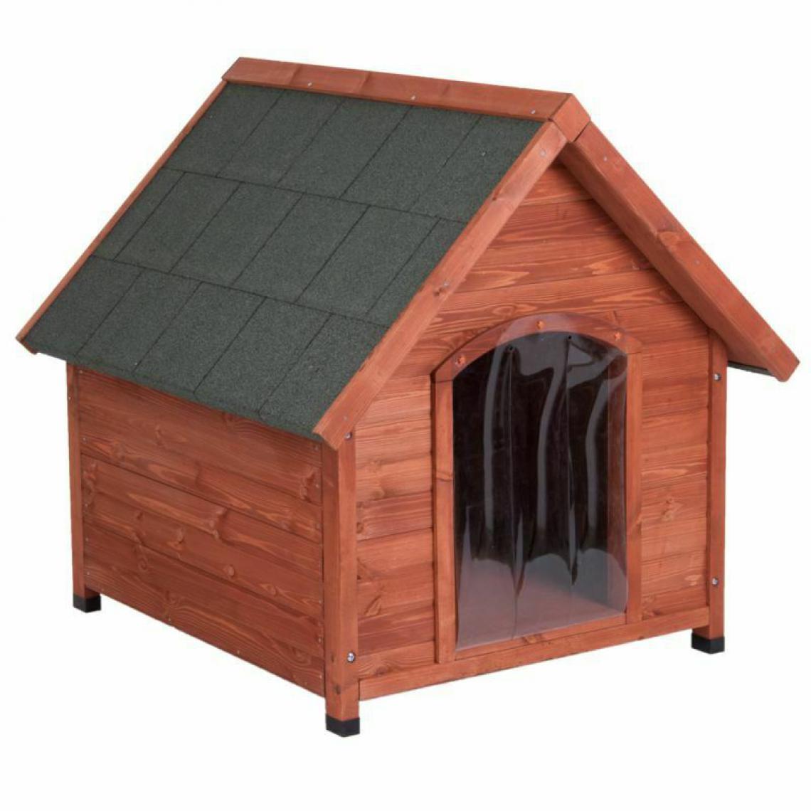 MercatoXL - Niche pour chien en bois avec porte et isolement P L 101,4 x 109,5 x H 107 cm - Niche pour chien