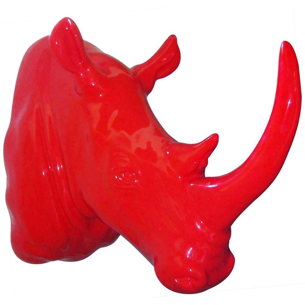 Texartes - Trophée de rhinocéros en résine 108 cm - Petite déco d'exterieur