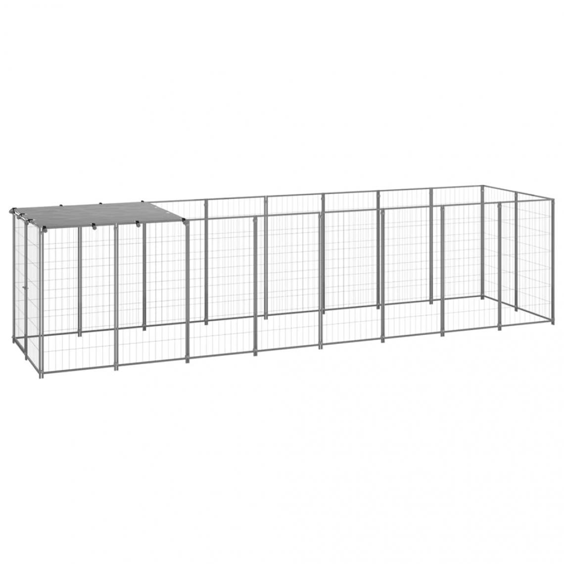 Helloshop26 - Chenil extérieur cage enclos parc animaux chien argenté 4,84 m² acier 02_0000277 - Clôture pour chien