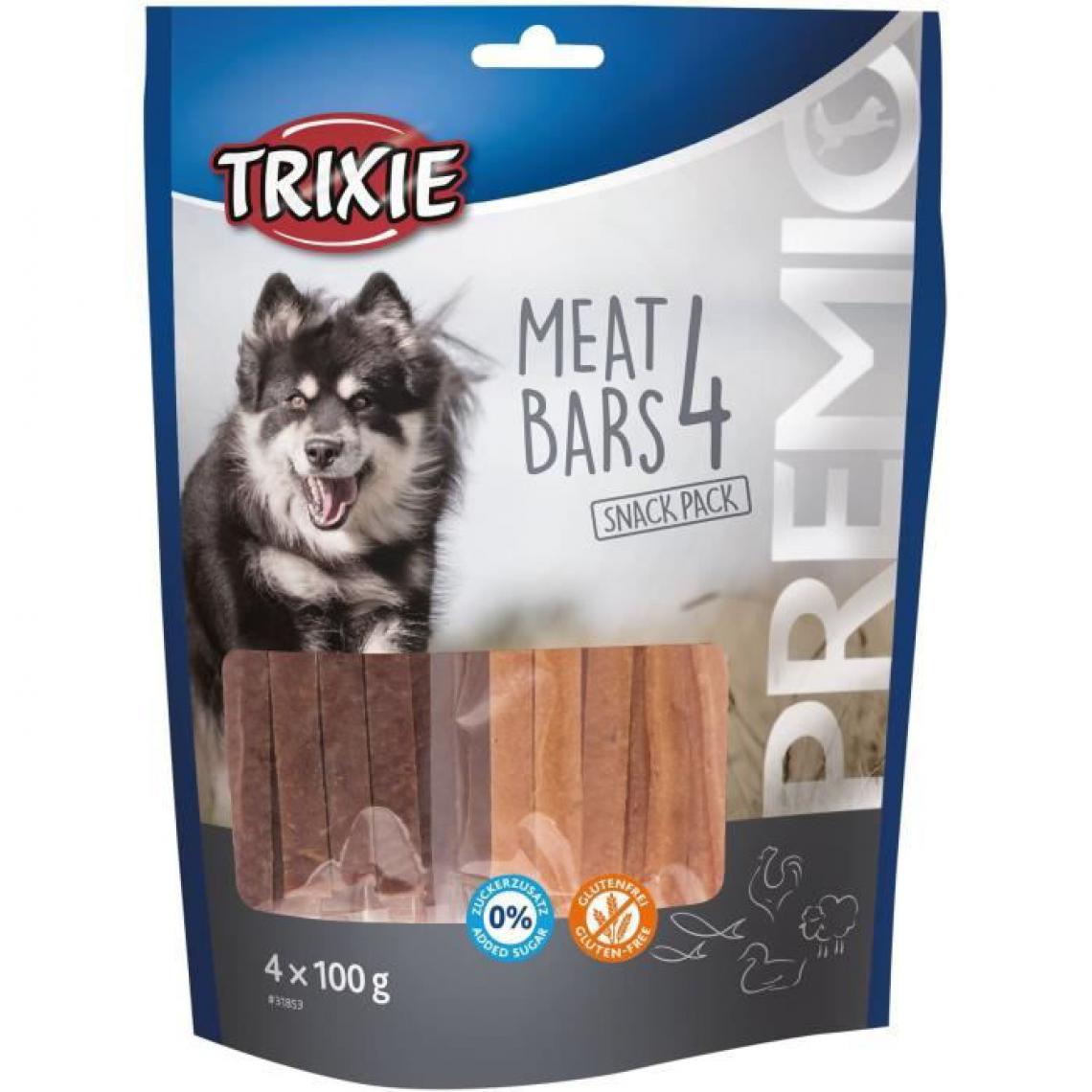 Trixie - PREMIO 4 Barres de viande - Poulet, canard, agneau, saumon - 4 x 100 g - Friandise pour chien