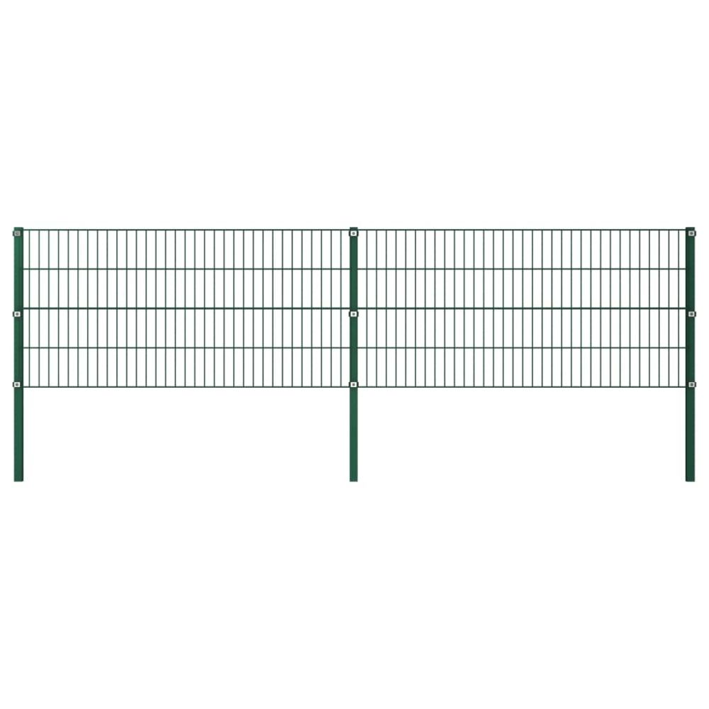 Vidaxl - vidaXL Panneau de clôture avec poteaux Fer 3,4 x 0,8 m Vert - Clôture en fer