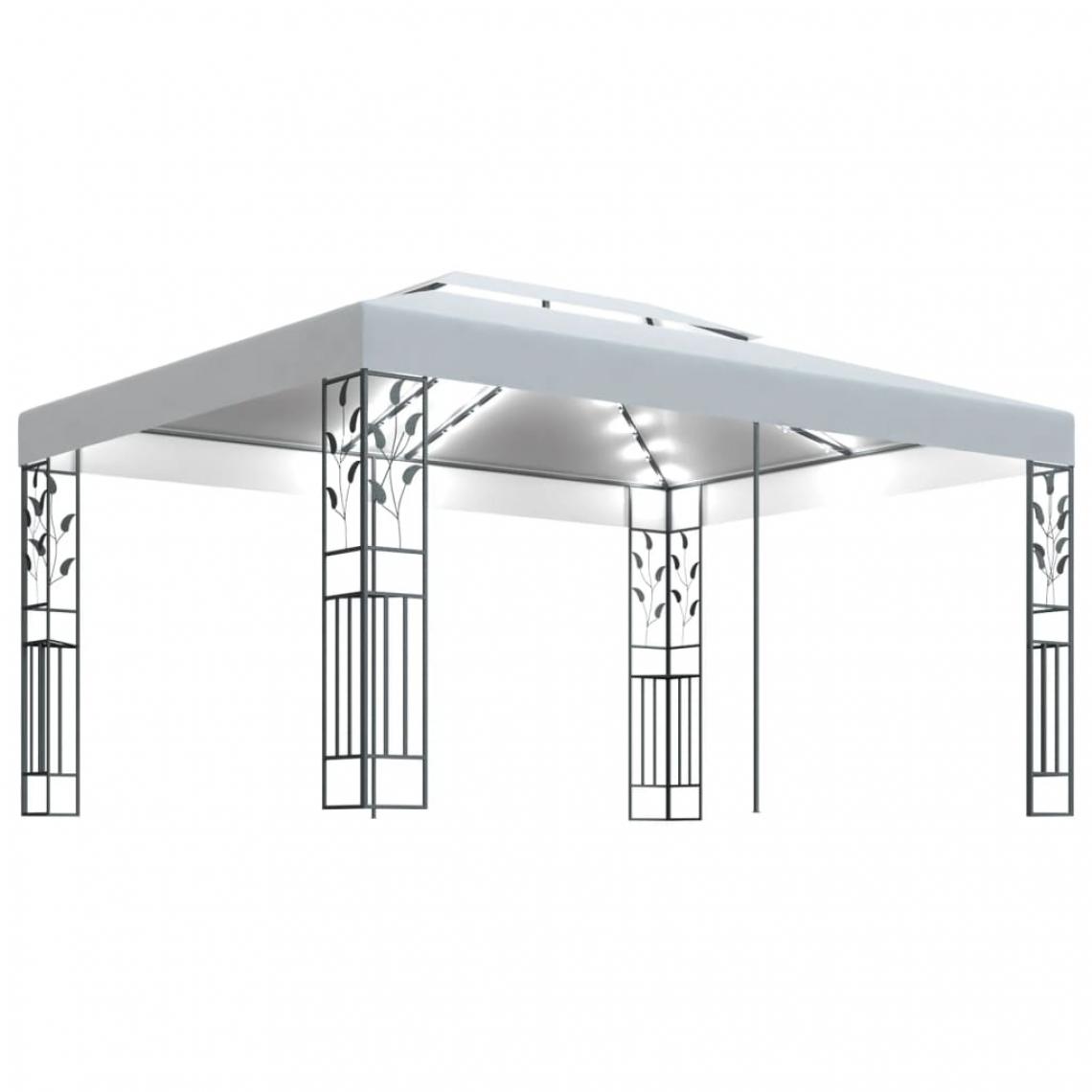 Vidaxl - vidaXL Tonnelle avec double toit et lumières 3x4 m Blanc - Abris de jardin en bois