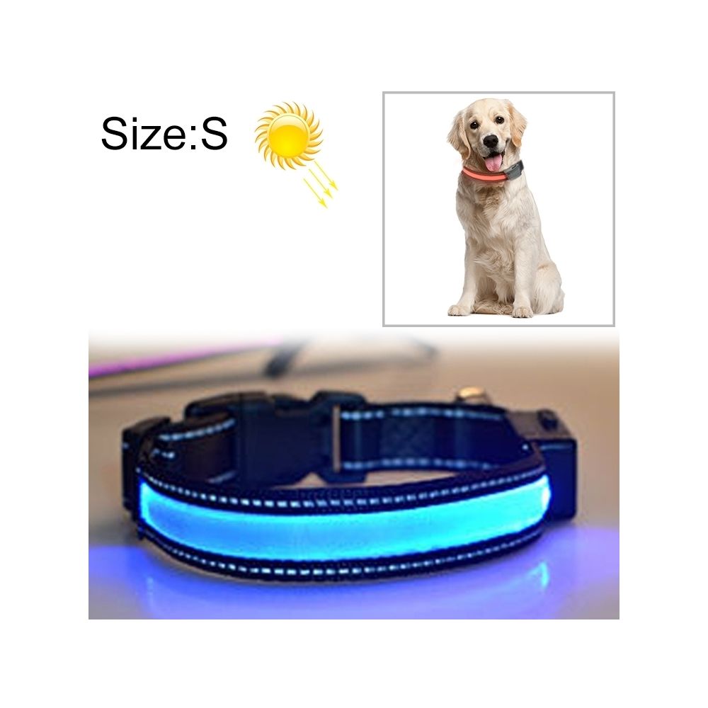 Wewoo - Collier de lumière LED de charge pour animal de compagnie solaire de taille moyenne et grand pour animaux de compagnie, taille du tour de cou: S, 35-40cm (bleu) - Collier pour chien