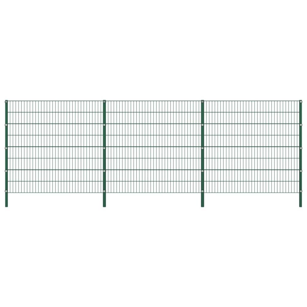 Uco - UCO Panneau de clôture avec poteaux Fer 5,1 x 1,6 m Vert - Panneaux et treillis