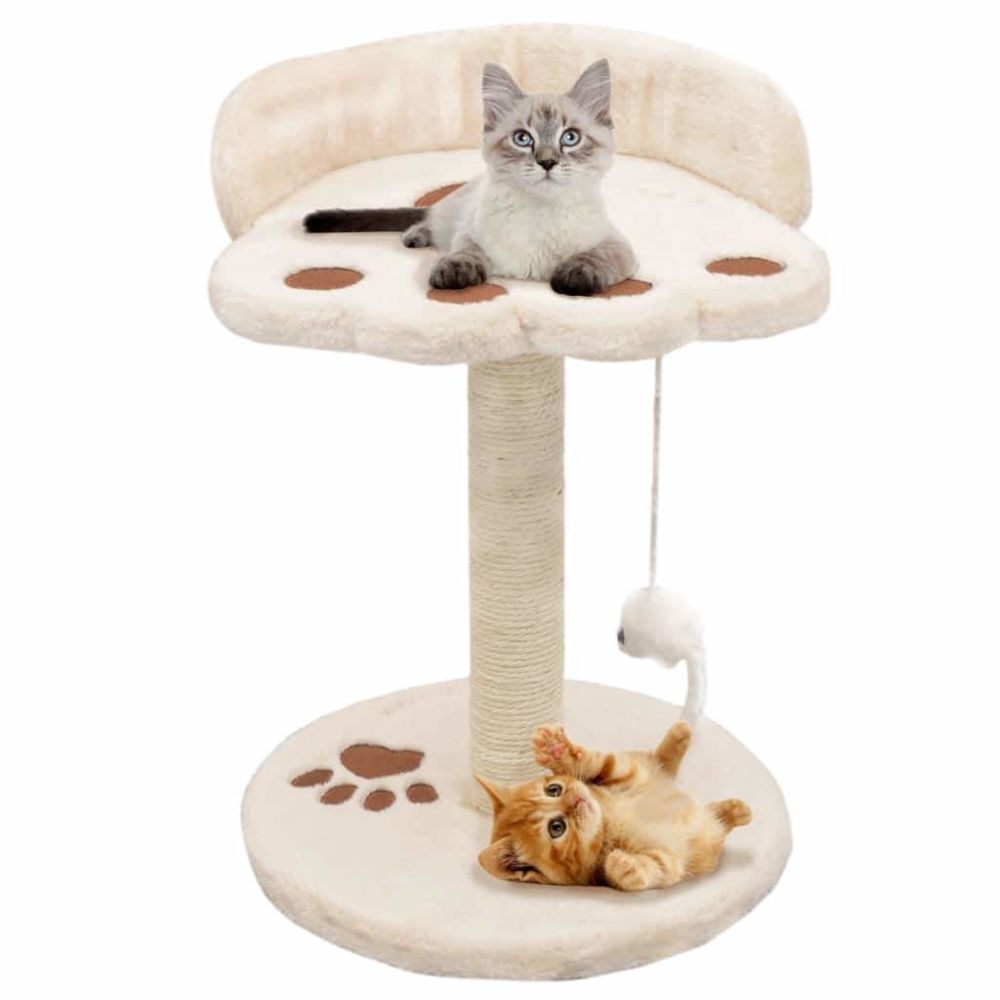 Helloshop26 - Arbre à chat griffoir grattoir niche jouet animaux peluché en sisal 40 cm beige et marron 3702275 - Arbre à chat