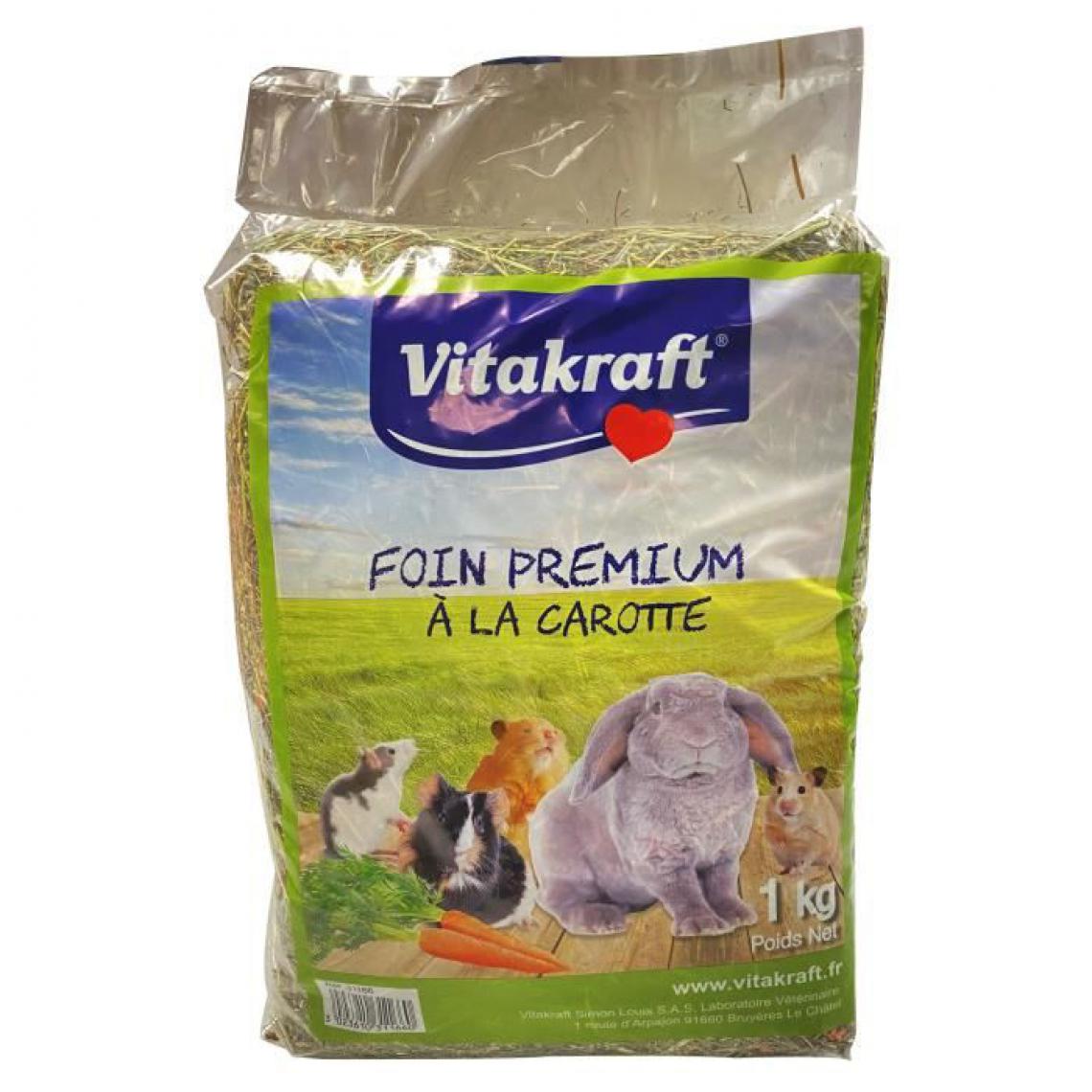 Vitakraft - VITAKRAFT Foin a la carotte pour petits mammifères - Lot de 4x 1kg - Alimentation rongeur