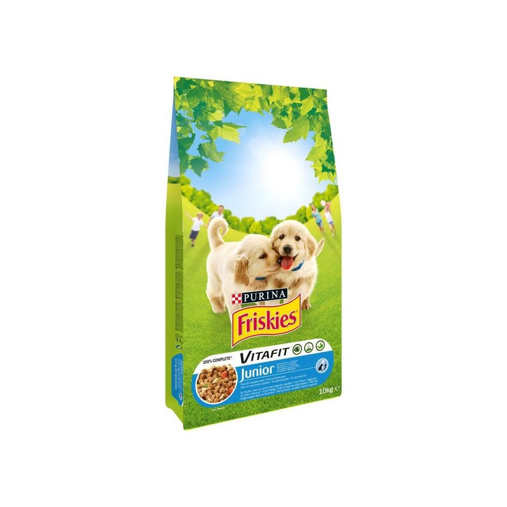 Friskies - FRISKIES Croquettes Vitafit Junior - Au poulet, avec du lait et des légumes ajoutés - Pour chiot - 10 kg - Croquettes pour chien