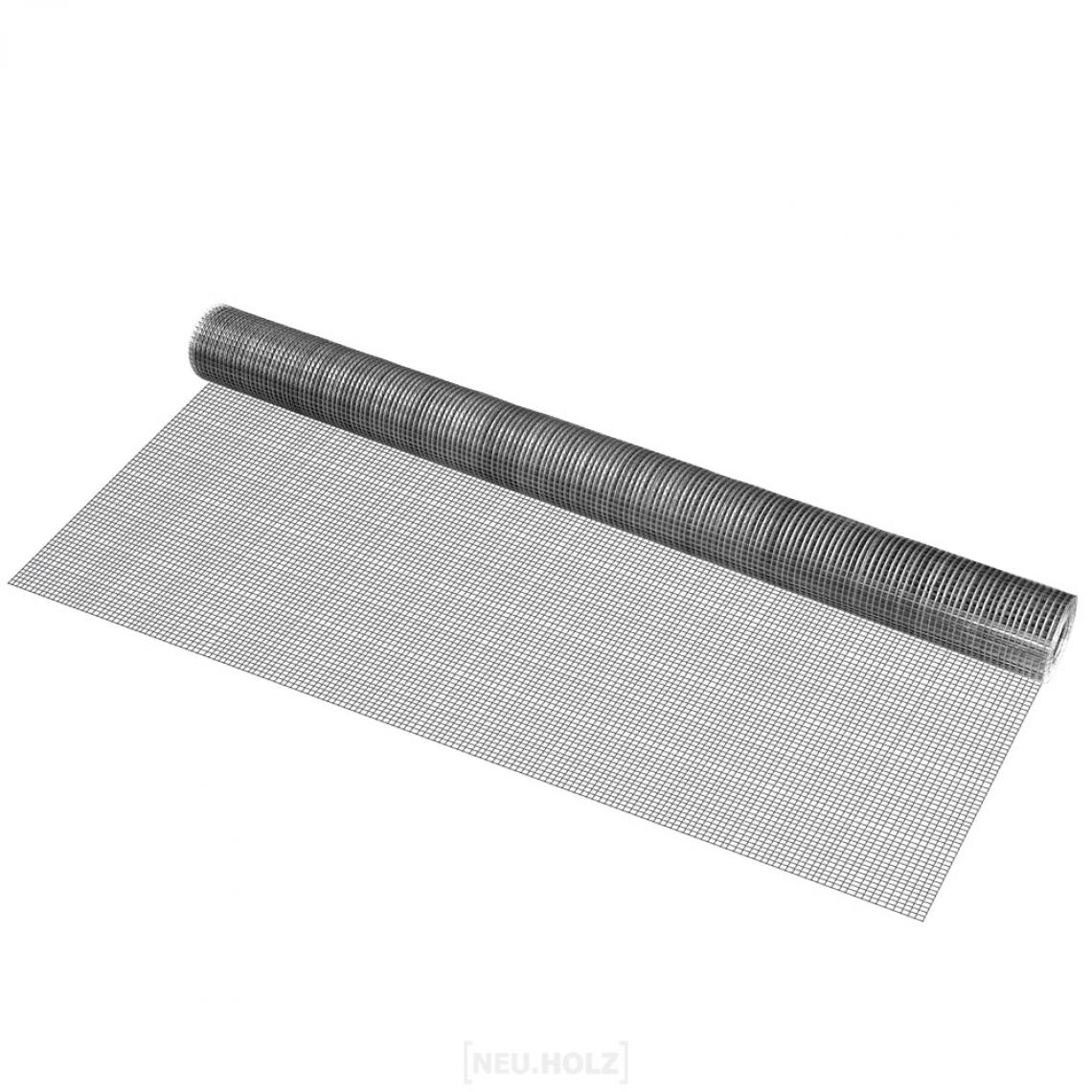 Pro.Tec - Grillage métallique en acier galvanisé 100 cm x 5 m gris argenté 1 rouleau [pro.tec] - Clôture grillagée